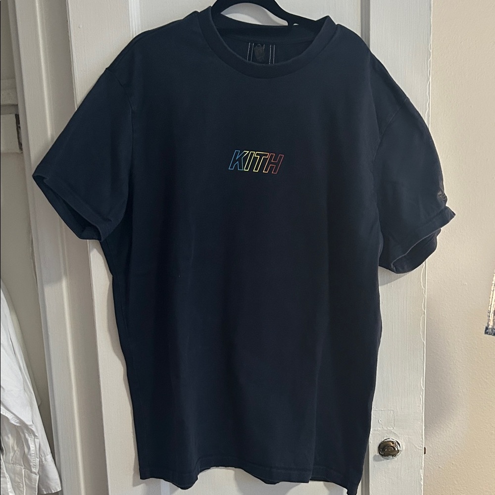 Kith X adidas Men's Navy T-Shirt with Multicolor Logo